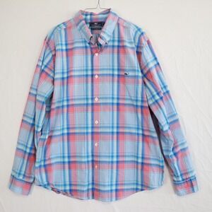 Vineyard Vines Shirt Mens‎ XL Slim Fit Tucker Button Down Blue Plaid Long Sleeve